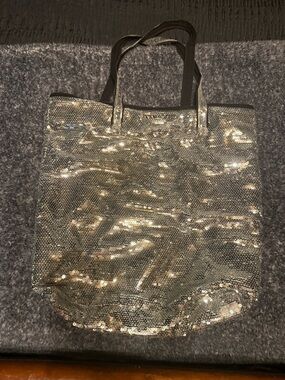 Victoria's Secret Silver Sequin Tote Bag